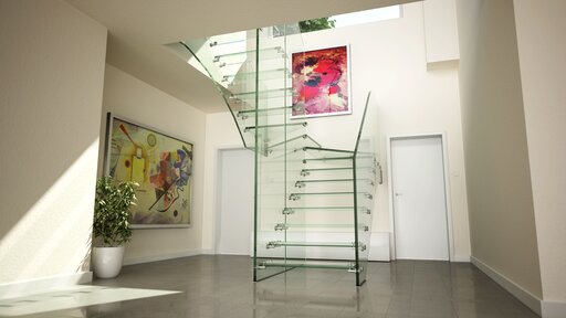 Mistral Glas frei stehend - Ganzglastreppe Siller Treppen