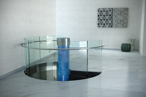 Aqua – Escalera de cristal curvada con un efecto abierto y escultural