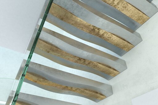 Schwebende Wellen - Stufen mit Gold und Silber finish